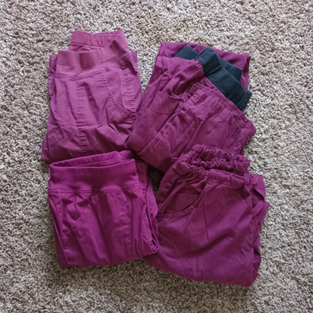 Burgundy Cargo Scrub Pants - BUNDLE